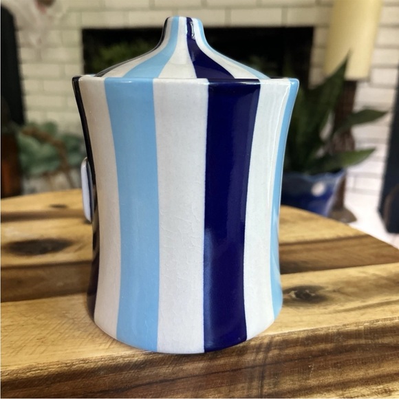 Rare Jonathan Adler PROZAC Vice Canister Striped Blue Jar Pot Porter - Picture 9 of 12